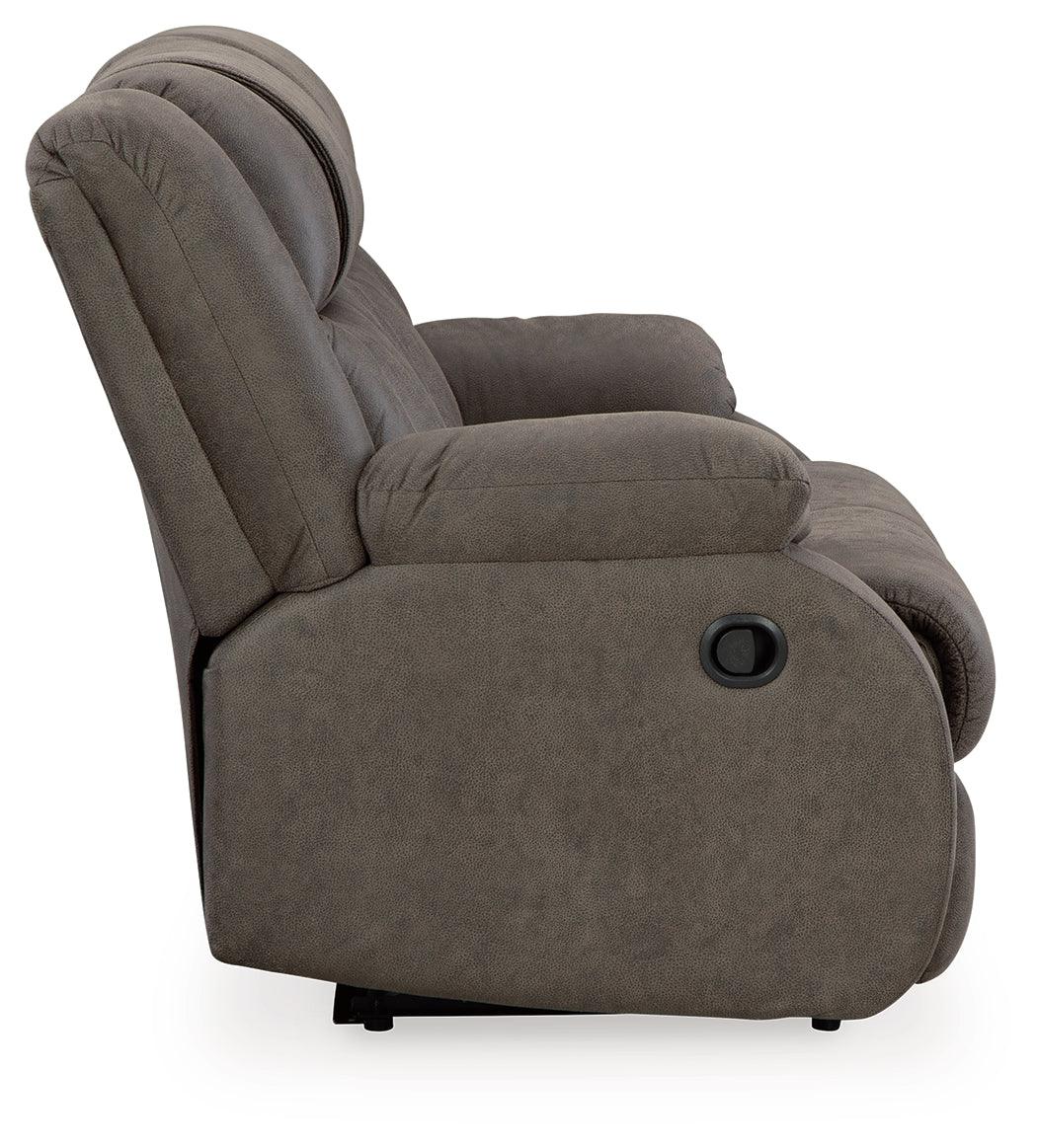 First Base Gunmetal Manual Reclining Loveseat by Ashley at Eve Furniture