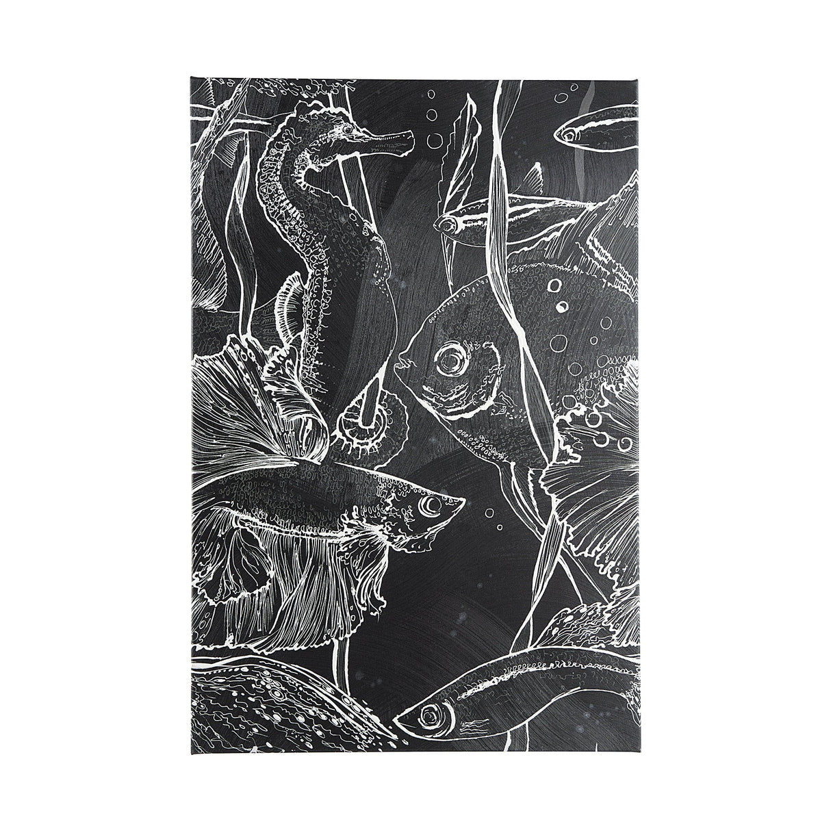 Fish Black I by Ariana a Hand Embellished Textured Canvas by Mercana at Eve Furniture