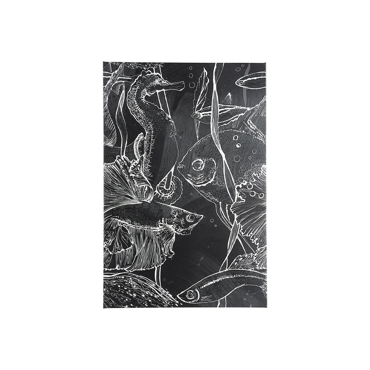 Fish Black I by Ariana a Hand Embellished Textured Canvas by Mercana at Eve Furniture
