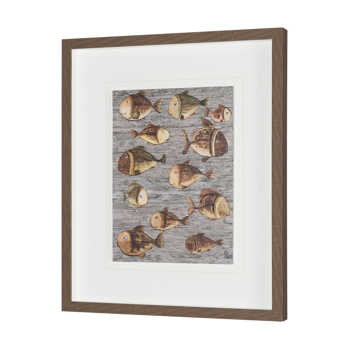 Fish Pattern I by Mercana Studio Hand-Embellished Textured Framed Artwork Matted under Glass by Mercana at Eve Furniture