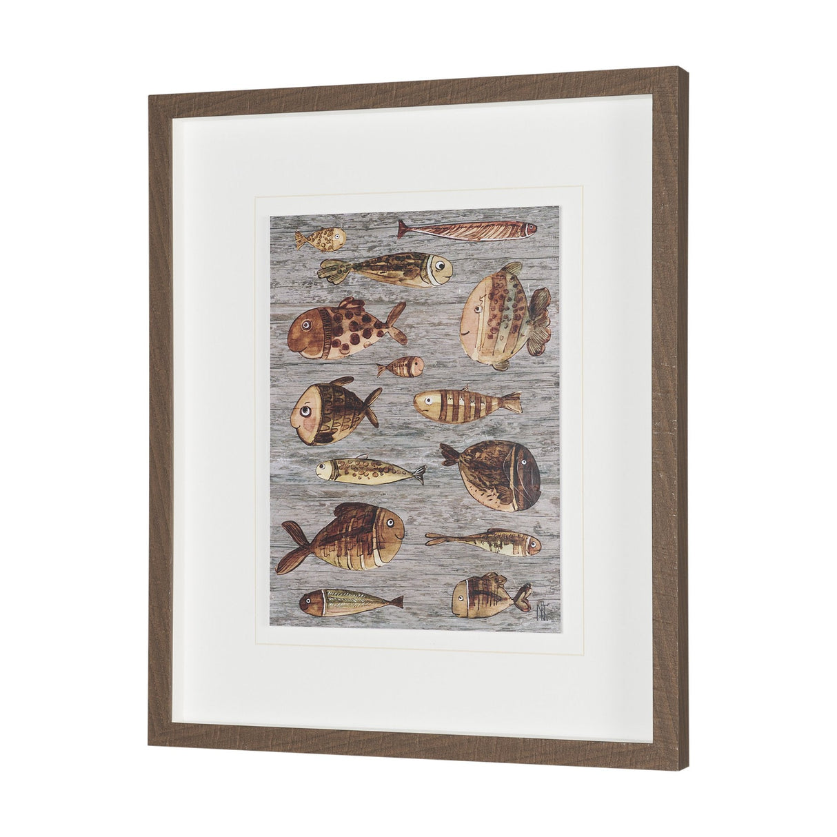Fish Pattern II by Mercana Studio Hand-Embellished Textured Framed Artwork Matted under Glass by Mercana at Eve Furniture