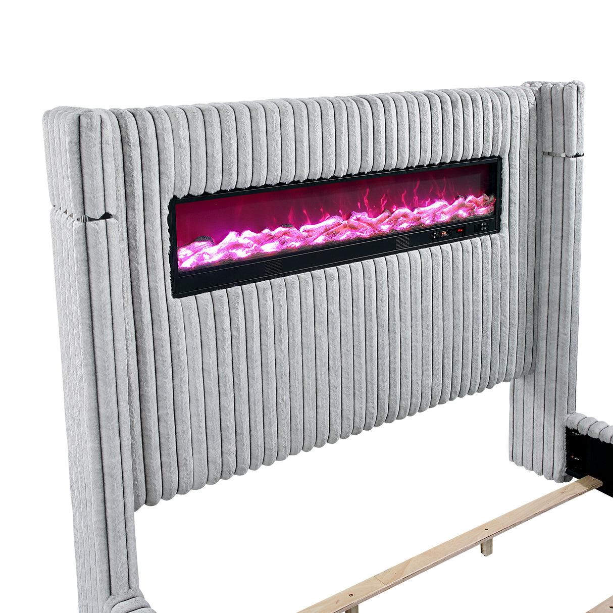 Fitzroy Gray Upholstered California King Bed with Fireplace by Homelegance at Eve Furniture