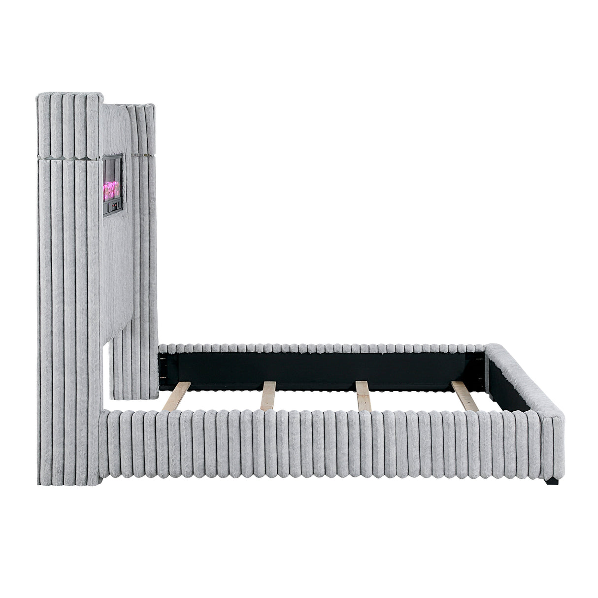 Fitzroy Gray Upholstered King Bed by Homelegance at Eve Furniture