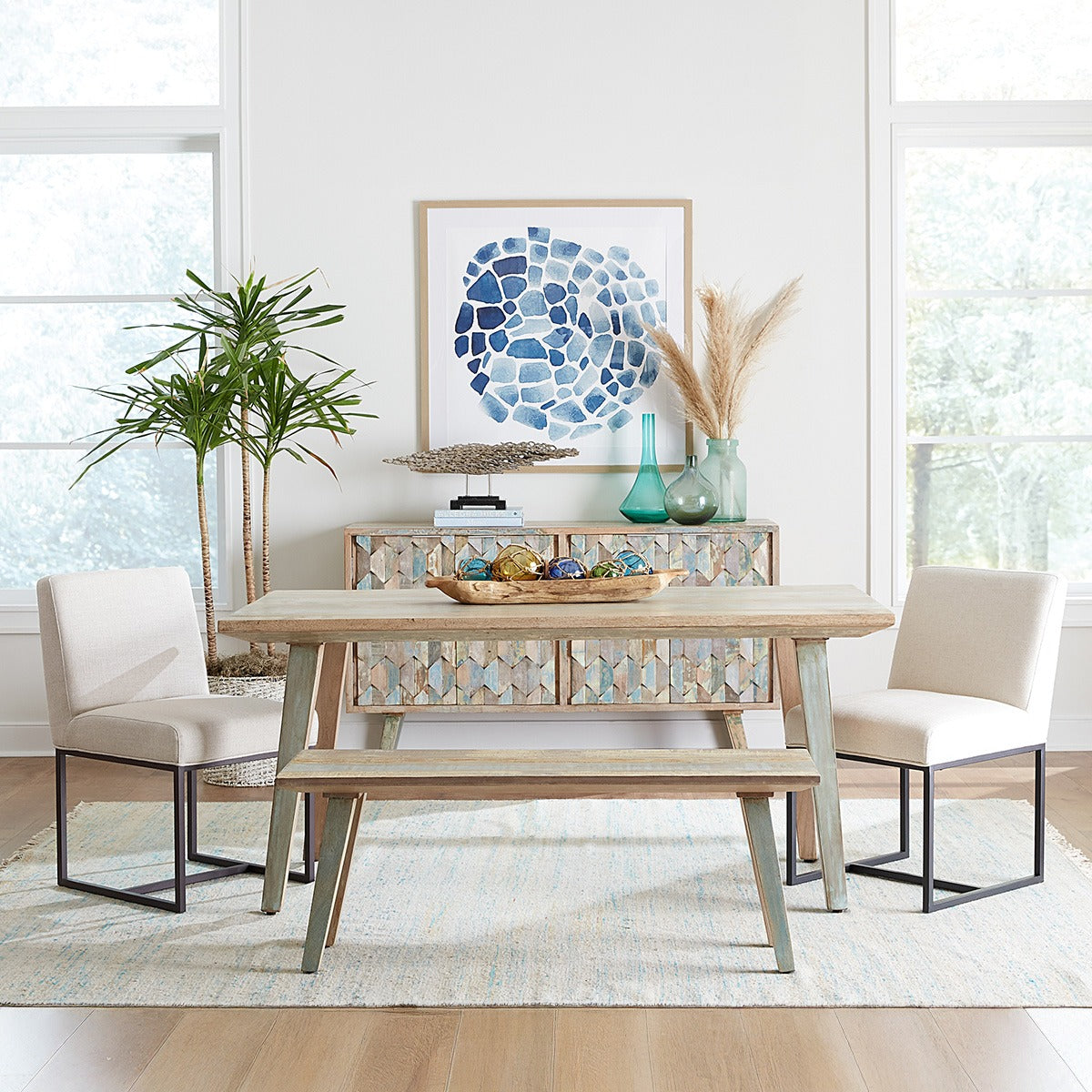 Ibizia 66" Dining Table in Vintage Teal Reclaimed Wood by Home Trends & Design at Eve Furniture