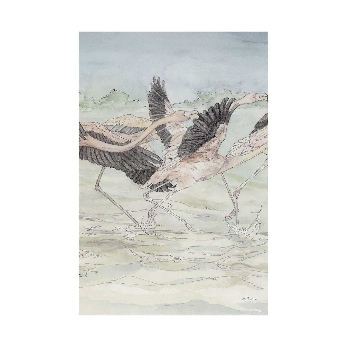 Flamingo II by Mercana Studio a Hand Embellished Textured Canvas by Mercana at Eve Furniture