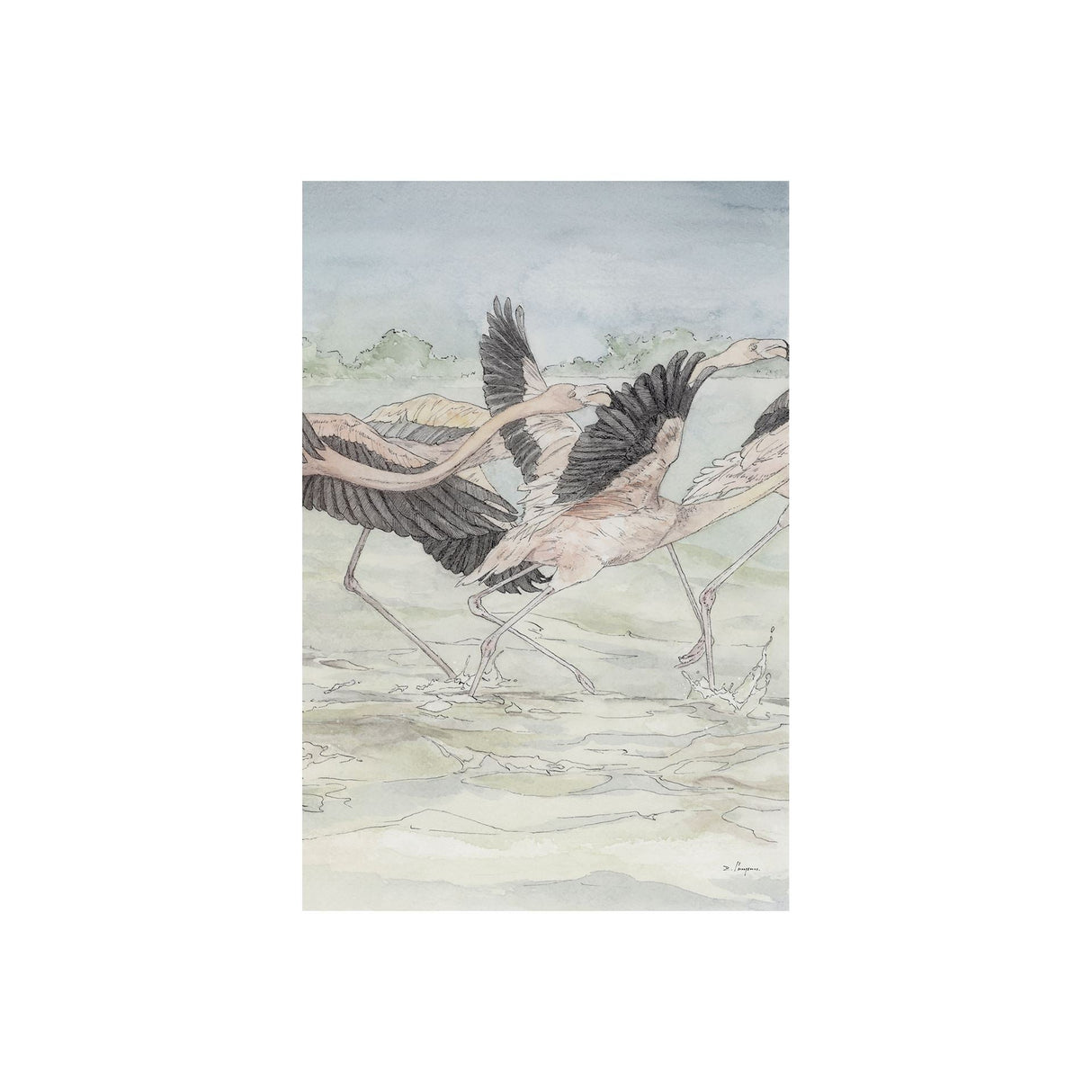 Flamingo II by Mercana Studio a Hand Embellished Textured Canvas by Mercana at Eve Furniture