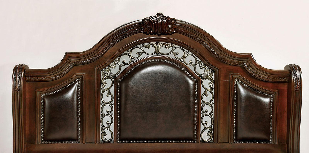 Flandreau Brown Cherry/Espresso Queen Bed by Furniture of America at Eve Furniture