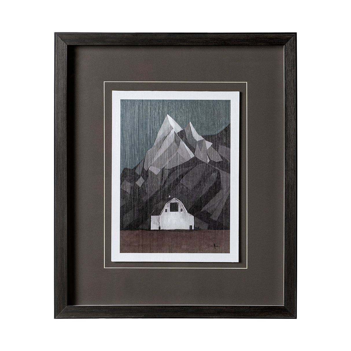 Flatten Barn I by Mercana Studio a Hand Embellished Textured Framed Art Print Matted under Glass by Mercana at Eve Furniture