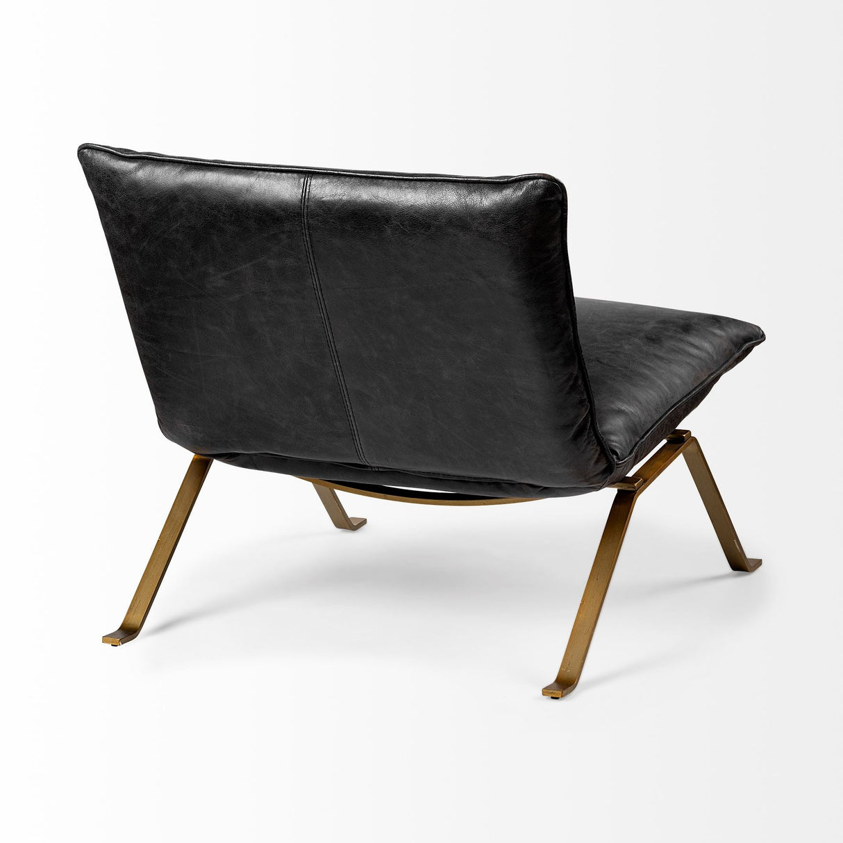 Flavelle II Black Leather Cushion Seat and Solid Iron Base Accent Chair by Mercana at Eve Furniture