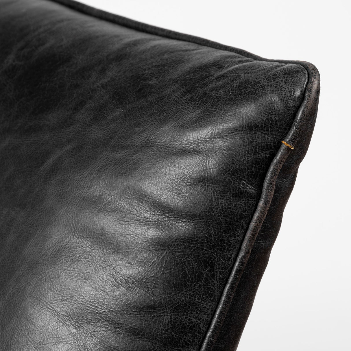 Flavelle II Black Leather Cushion Seat and Solid Iron Base Accent Chair by Mercana at Eve Furniture