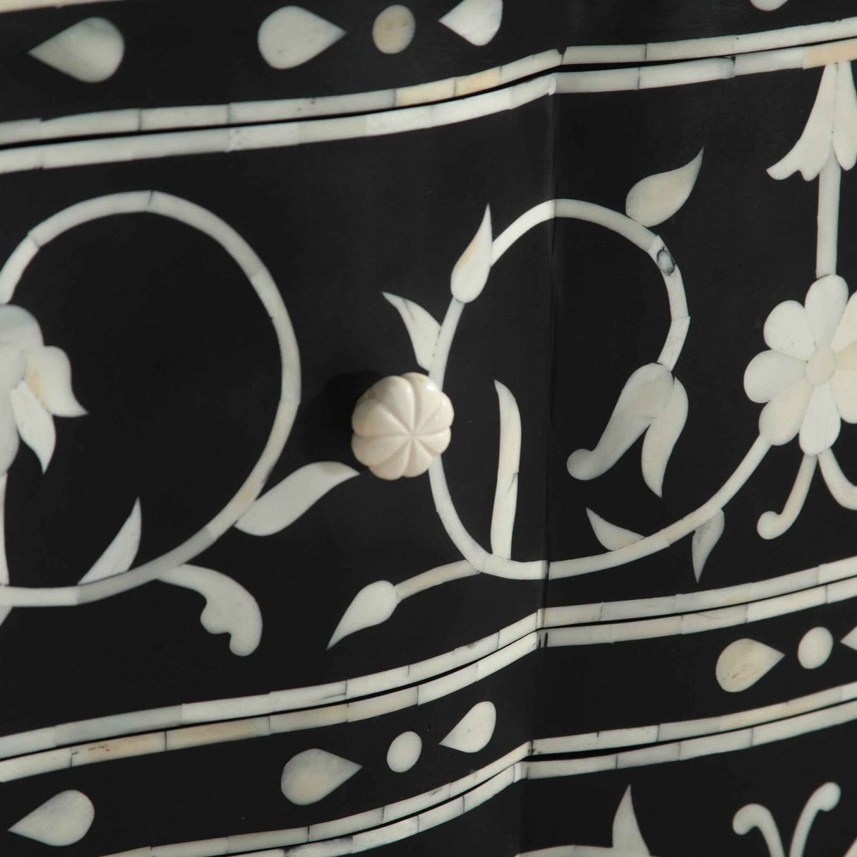 Fleur 42" Two Drawer Chest with Floral Horn Inlay by Home Trends & Design at Eve Furniture