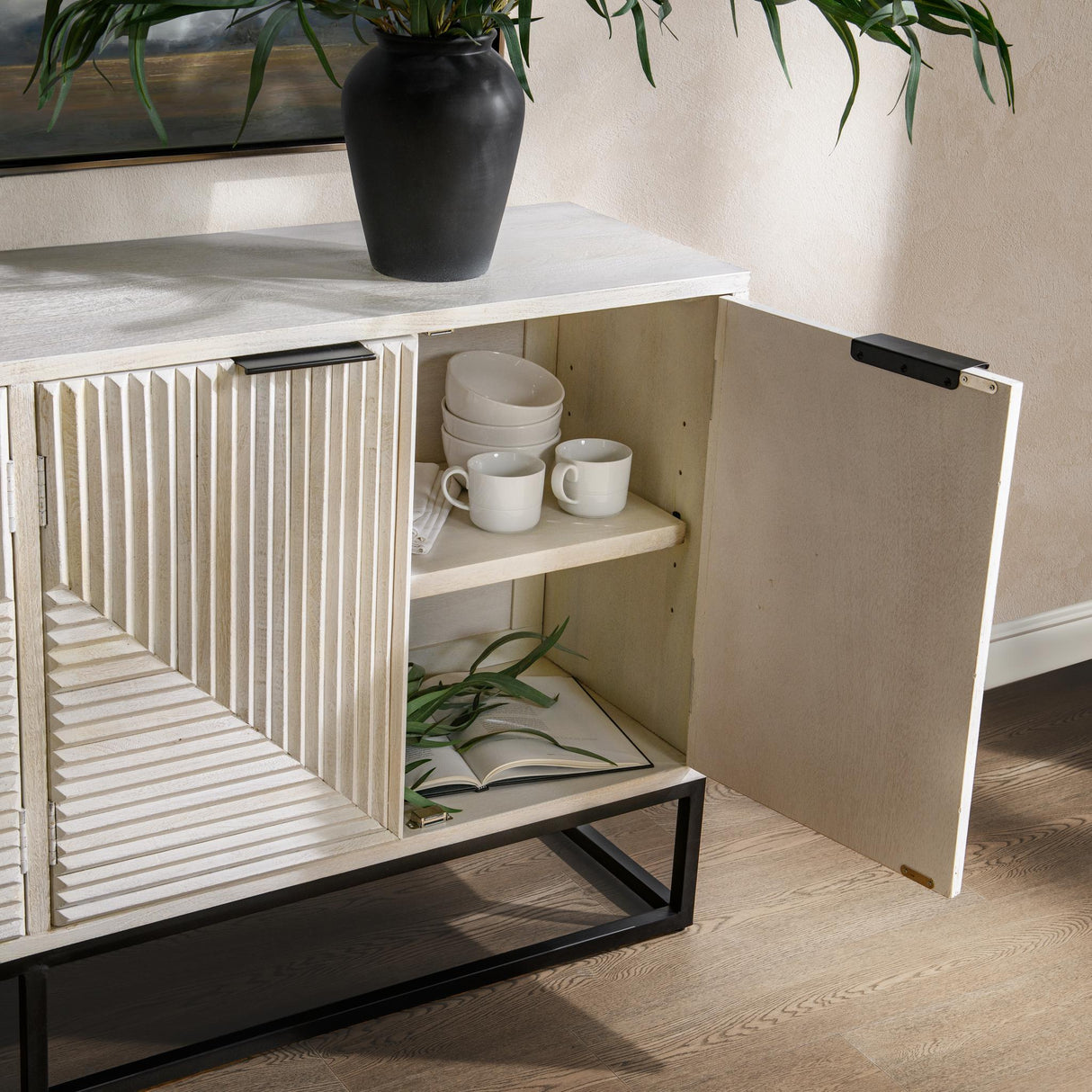 Flint 4 Door Cabinet - Coastal White by Classic Home at Eve Furniture