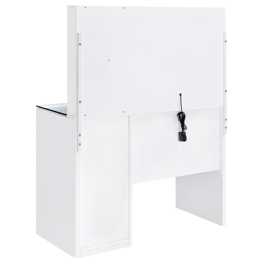 Flora White High Gloss 2-drawer Vanity Set with LED Mirror