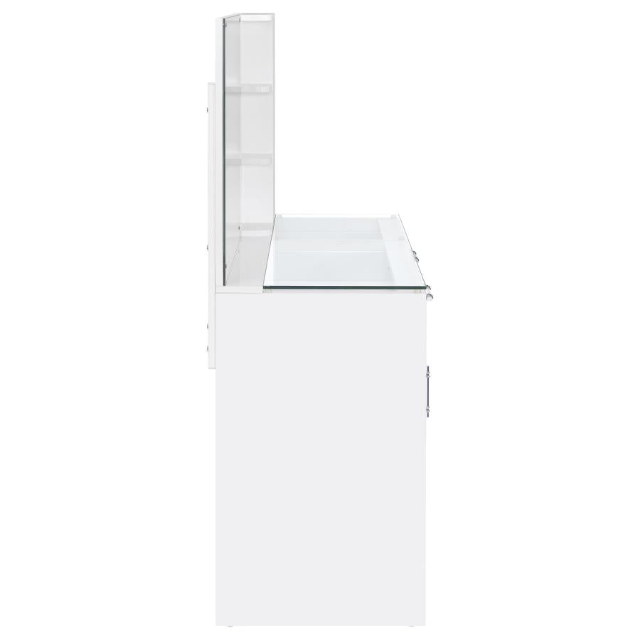 Flora White High Gloss 2-drawer Vanity Set with LED Mirror