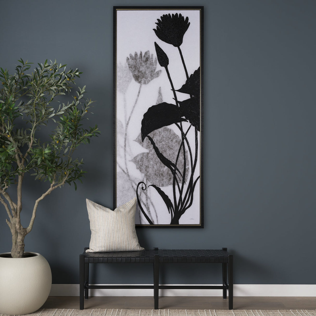 Floral Silhouette III by Mercana Studio a Hand Embellished Textured Framed Canvas by Mercana at Eve Furniture