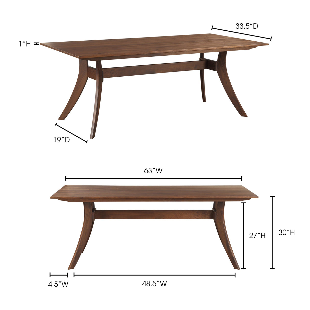 Florence Brown Small Dining Table by Moe's Home at Eve Furniture