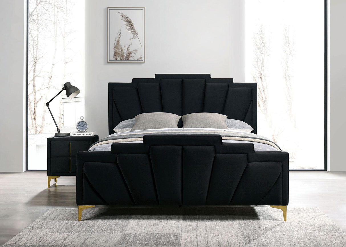 Florizel Black/Gold Upholstered Queen Bed by Furniture of America at Eve Furniture