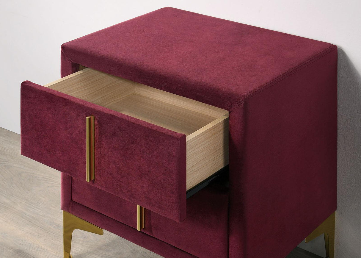 Florizel Red/Gold Night Stand by Furniture of America at Eve Furniture