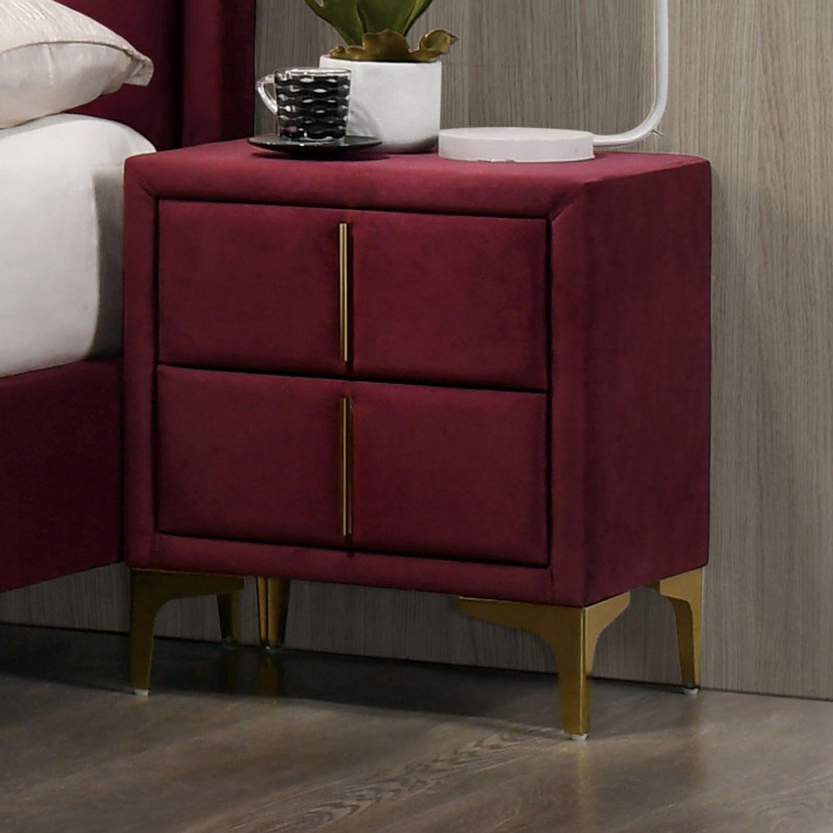 Florizel Red/Gold Night Stand by Furniture of America at Eve Furniture