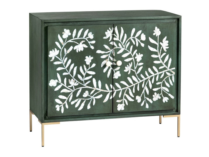 Flourish Green/White Two-Door Cabinet by Crestview at Eve Furniture