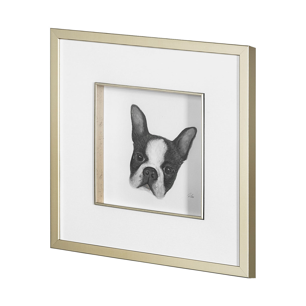 Floyd (Boston Terrier 1) by Mercana Studio Hand Embellished Framed Art Print Matted under Glass by Mercana at Eve Furniture