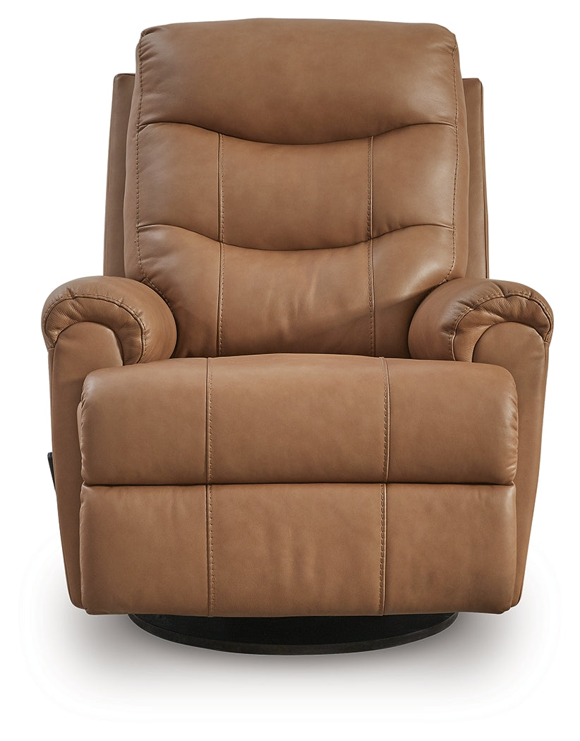 Flynwood Butternut Swivel Glider Recliner by Ashley at Eve Furniture