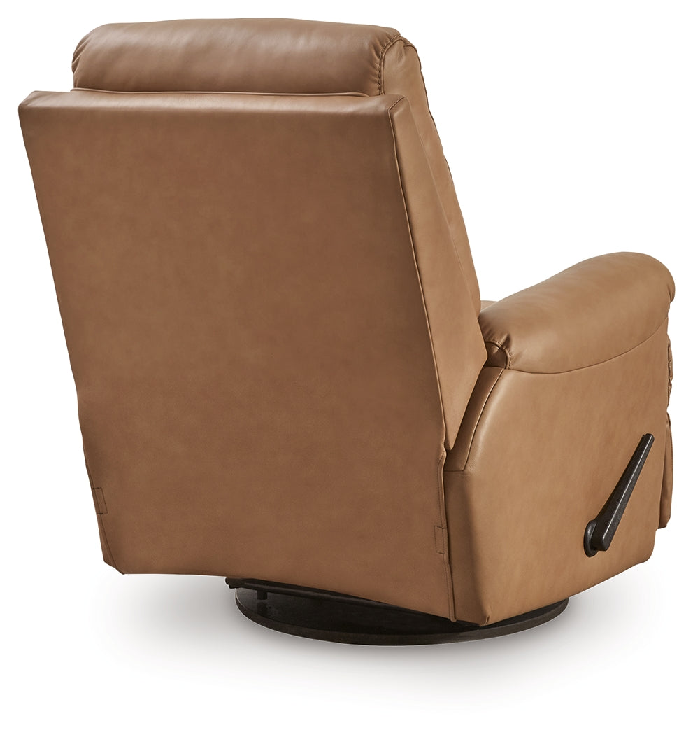 Flynwood Butternut Swivel Glider Recliner by Ashley at Eve Furniture