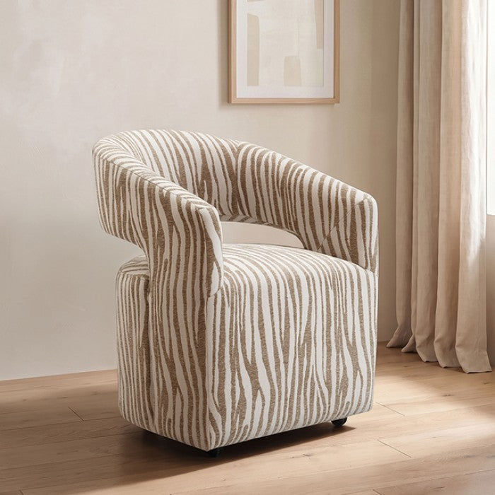Tresa Meerkat Beige Arm Chair w/ Casters