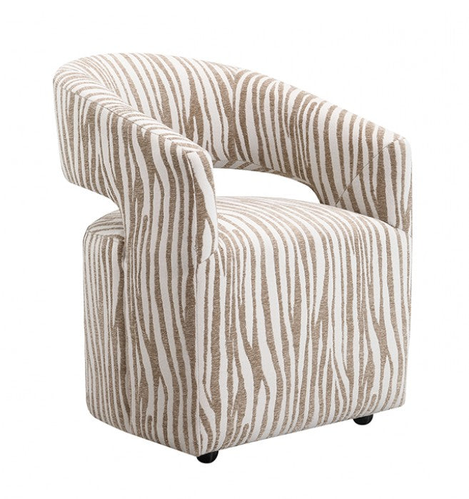Tresa Meerkat Beige Arm Chair w/ Casters