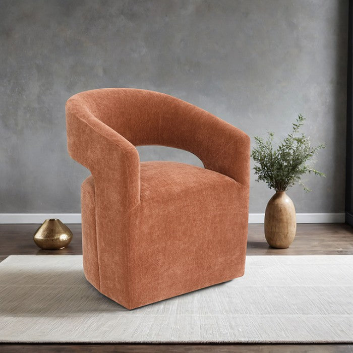 Tresa Rustic Orange Arm Chair with Casters