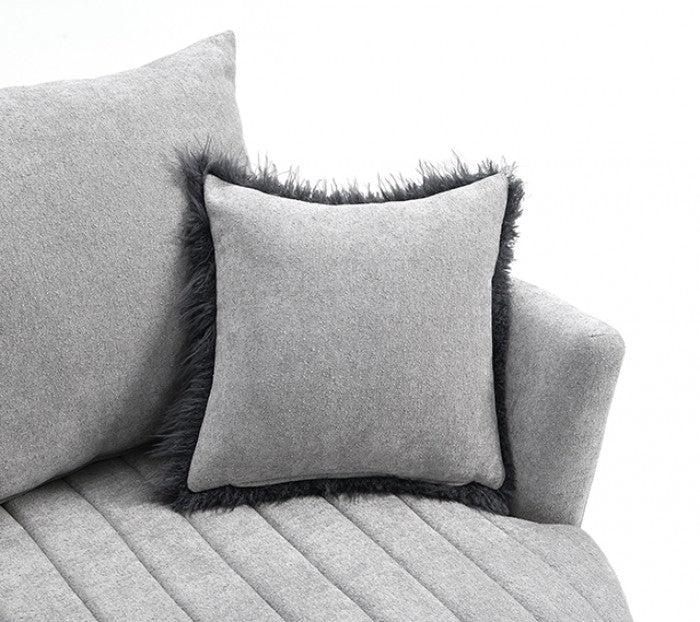 Hoople Light Gray Channel Tufted Swivel Chair