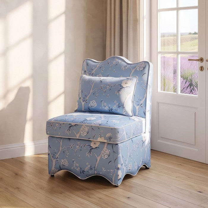 Hemsworth Chinoiserie Sky Blue/White Accent Chair