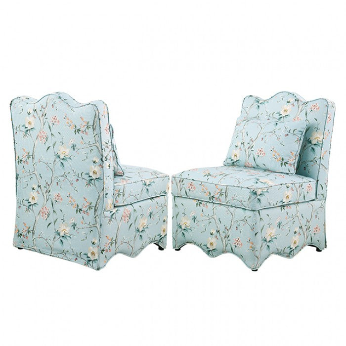 Hemsworth Chinoiserie Pale Blue/Peach Accent Chair