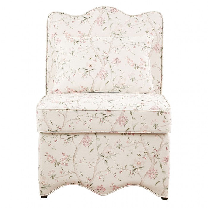 Hemsworth Chinoiserie White/Pink Accent Chair