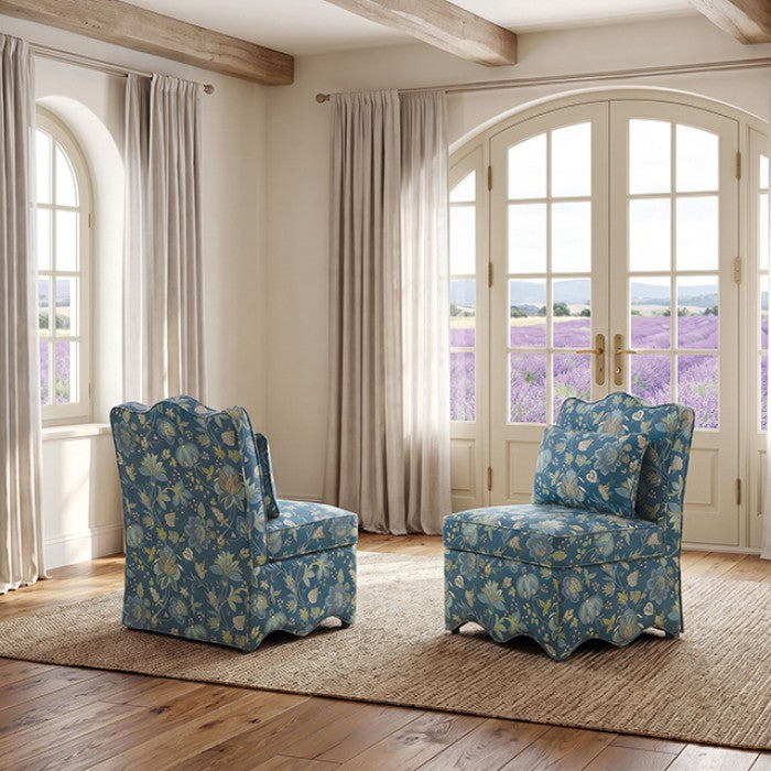Hemsworth Jacobean Peacock Blue Accent Chair