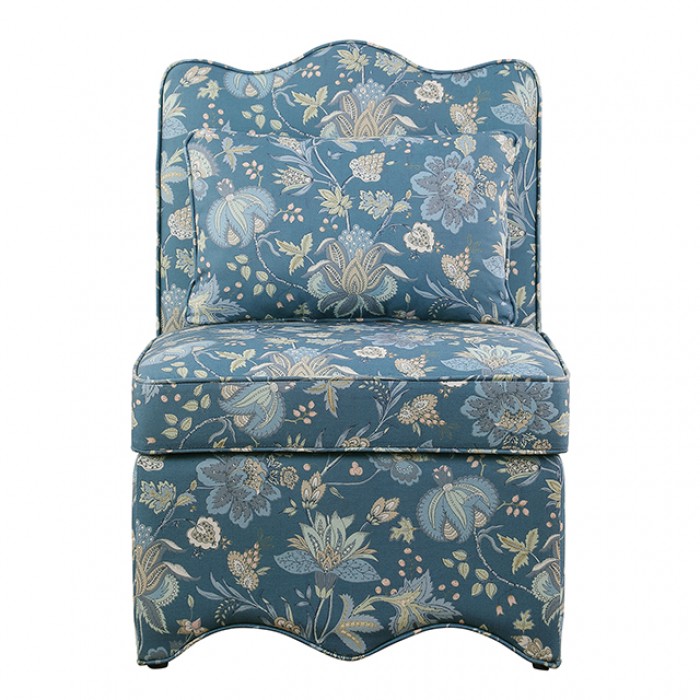 Hemsworth Jacobean Peacock Blue Accent Chair