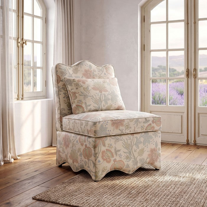 Hemsworth Jacobean Floral Dusty Pink/Blue Accent Chair