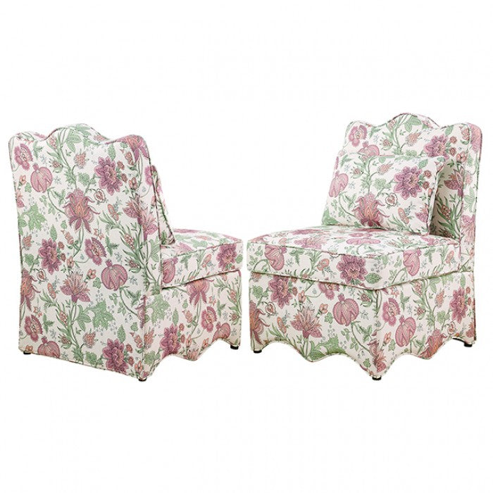 Hemsworth Jacobean Floral Blossom Pink Accent Chair