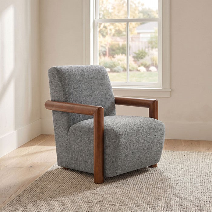 Esher Sky Gray / Walnut Accent Chair