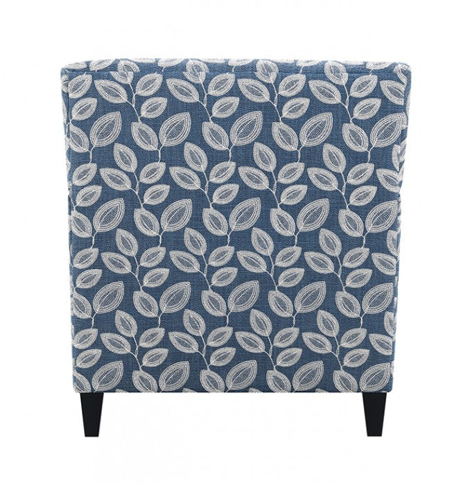 Ivey Botanical Blue/Egret White Accent Chair