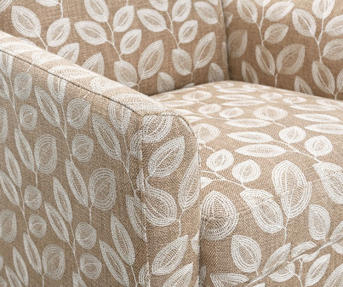 Ivey Botanical Warm Mocha/Egret White Accent Chair
