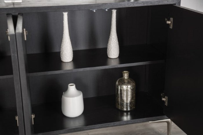 Beckham Weathered Black/Silver 4-Door Cabinet