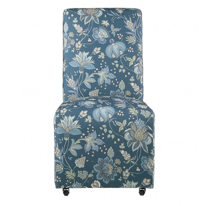 Durham Jacobean Floral Peacock Blue Dining Chair