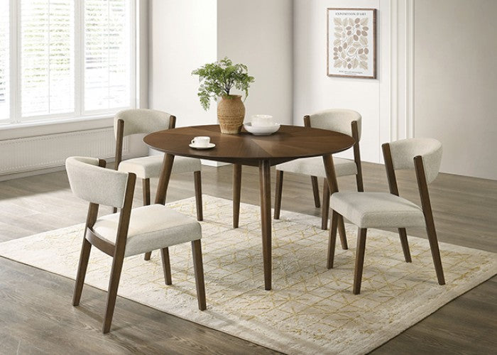 Raissa Walnut 5-Piece Round Dining Table Set by Furniture of America at Eve Furniture