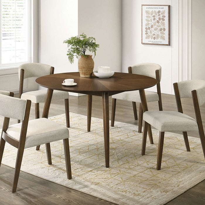Raissa Walnut 5-Piece Round Dining Table Set by Furniture of America at Eve Furniture