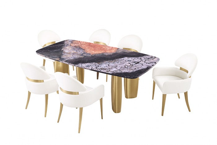 Northolt Black/Gray/Matte Gold 7-Piece Dining Room Set