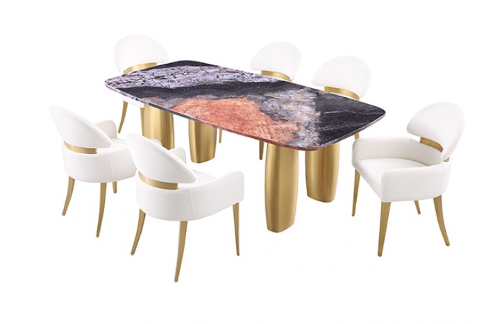 Northolt Black/Gray/Matte Gold 7-Piece Dining Room Set