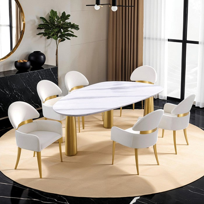 Northam White/Matte Gold 5-Piece Dining Room Set