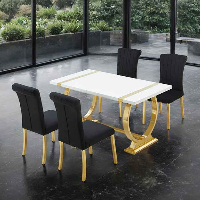 Holstebro Gold/White/Black 5-Piece Dining Room Set