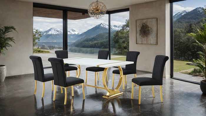 Holbaek Gold/Black 80 7-Piece Dining Room Set